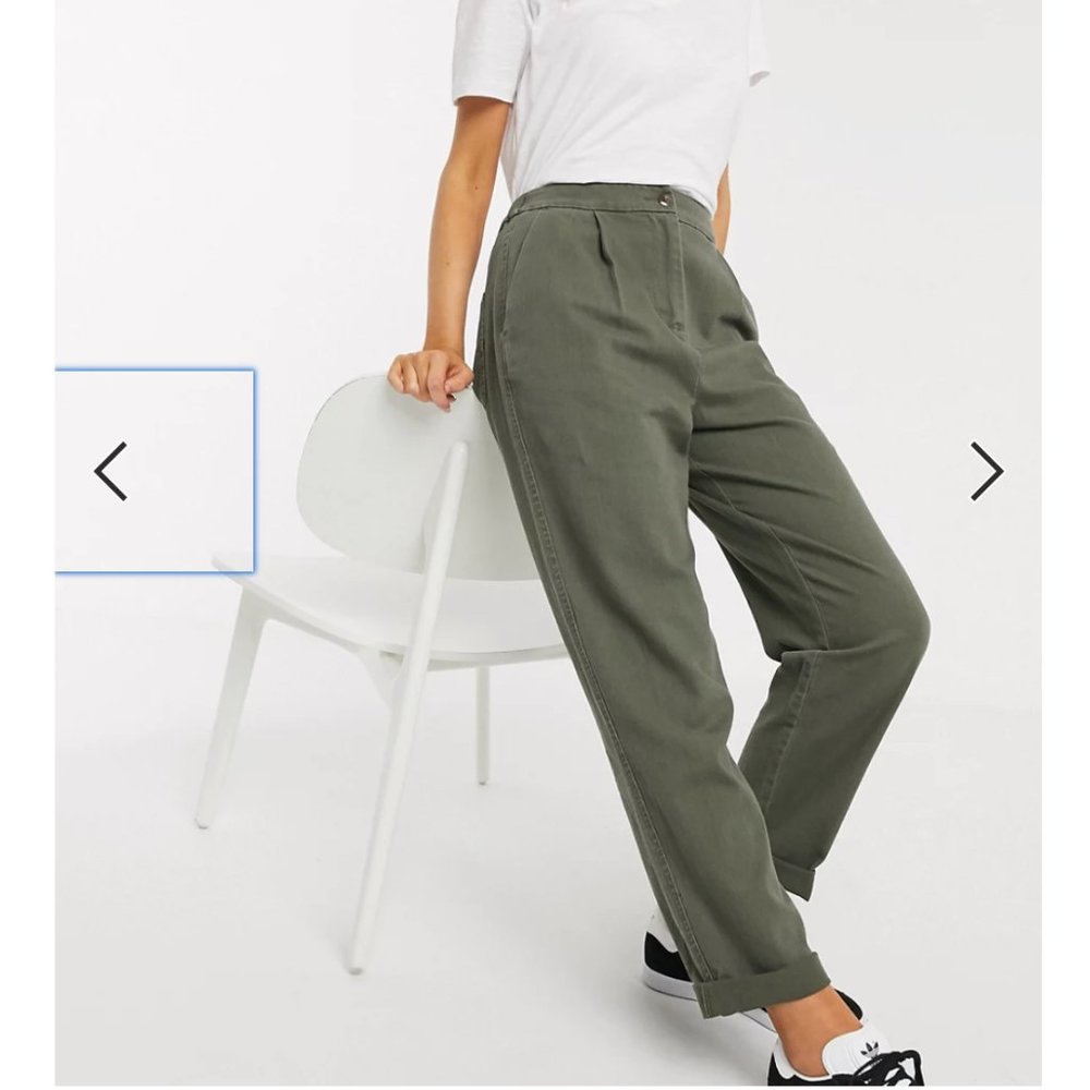 ASOS DESIGN - Soft Twill Easy Peg Pants (Khaki) Size:10